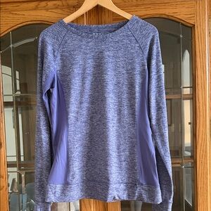Women's Blue Heather Long Sleeve Workout Tee